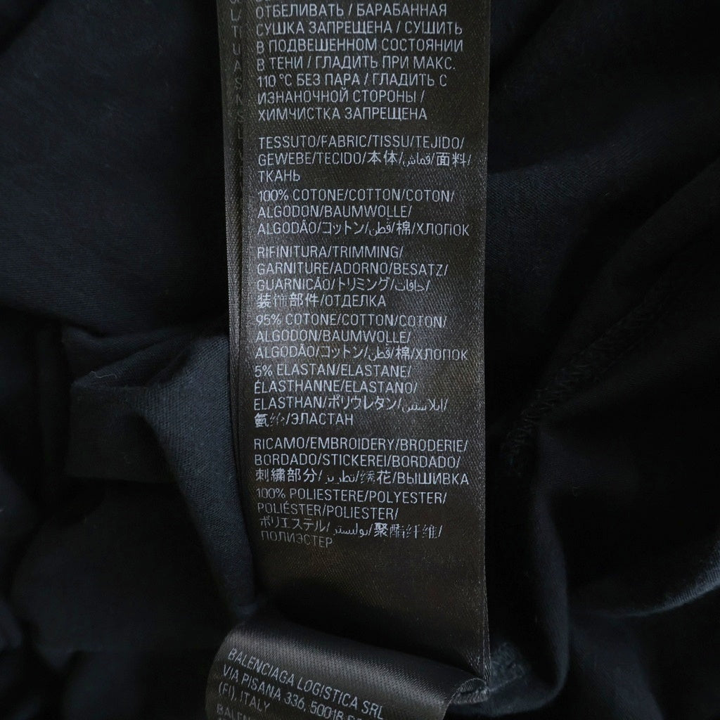 BALENCIAGA(バレンシアガ) クラッシュ加工 ネックロゴ 長袖Tシャツ カットソー ブラック 739783 TOVF4
