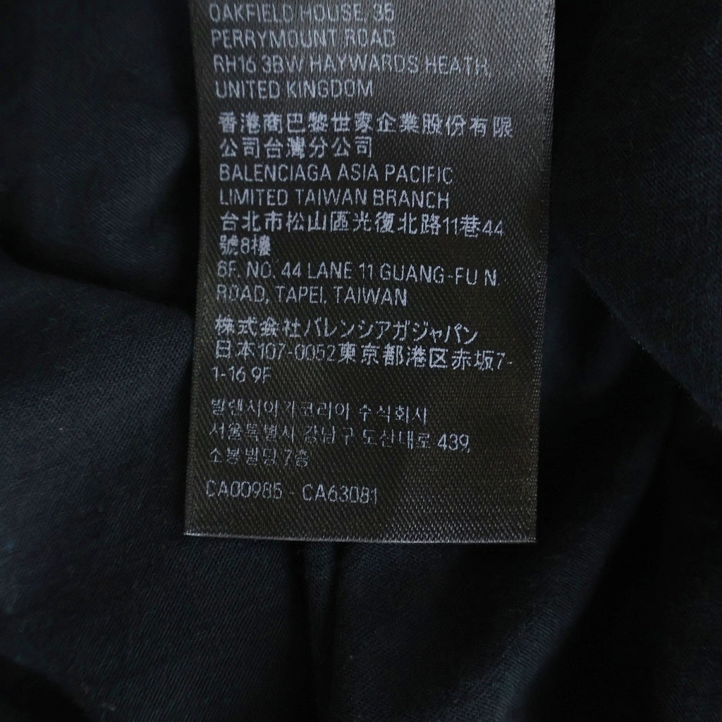 BALENCIAGA(バレンシアガ) クラッシュ加工 ネックロゴ 長袖Tシャツ カットソー ブラック 739783 TOVF4