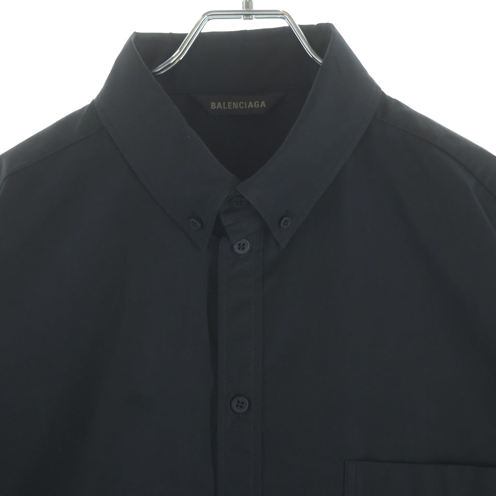 BALENCIAGA(バレンシアガ) 22SS ボタンダウン バッグ ロゴプリント 半袖 シャツ ブラック 738761 TNM60