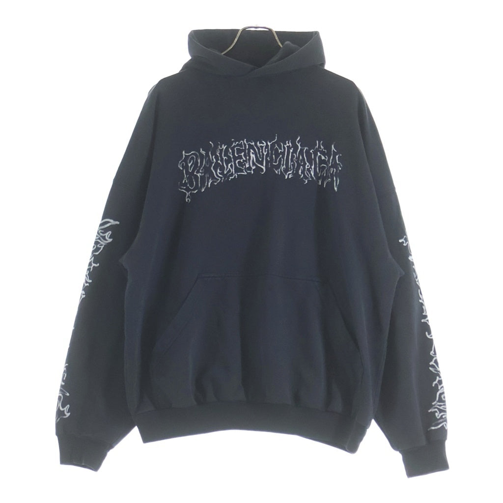 BALENCIAGA(バレンシアガ) METAL OUTLINE HOODIE フーデット プルオーバー スウェットシャツ ブラック 739024 TPV04