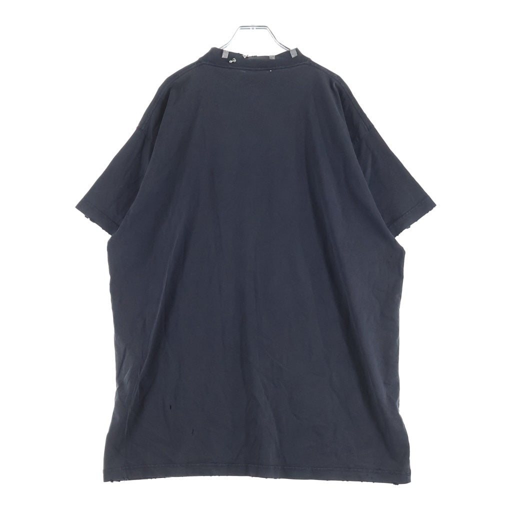 BALENCIAGA(バレンシアガ) 23AW Pierced T-Shirt ピアス デザイン デストロイ ダメージ 加工 オーバーサイズTシャツ ブラック 761460 TPVD4