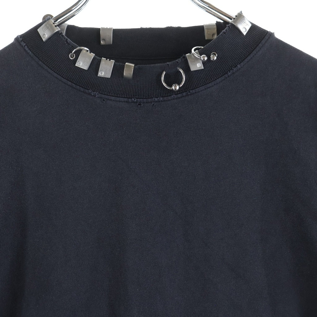 BALENCIAGA(バレンシアガ) 23AW Pierced T-Shirt ピアス デザイン デストロイ ダメージ 加工 オーバーサイズTシャツ ブラック 761460 TPVD4
