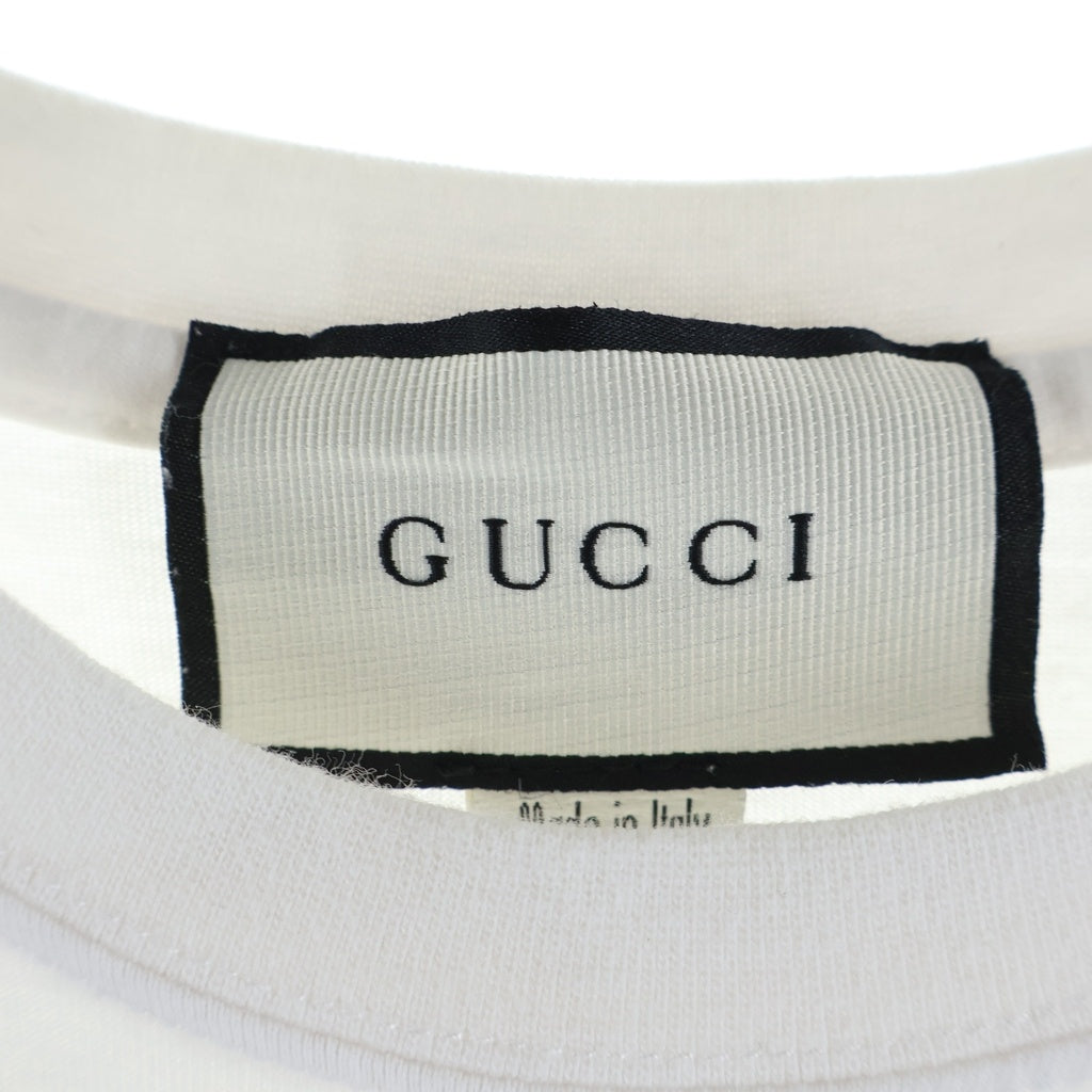 GUCCI(グッチ) ミスティック キャット グッチロゴ ウォッシュドオーバーサイズ 半袖 カットソー Tシャツ ホワイト