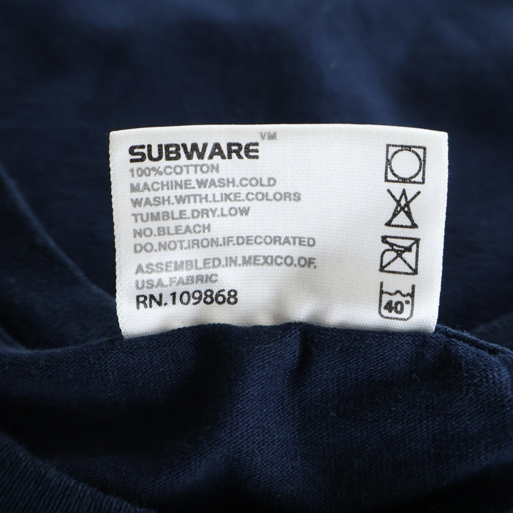 NO BRAND(ノーブランド) SUBWARE プリント 半袖Tシャツ カットソー ネイビー
