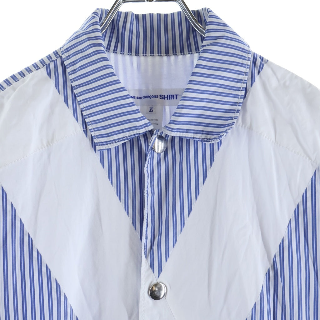 COMME des GARCONS(コムデギャルソン) 19SS パネル ストライプ シャツ ジャケット ブルー/ホワイト S27165