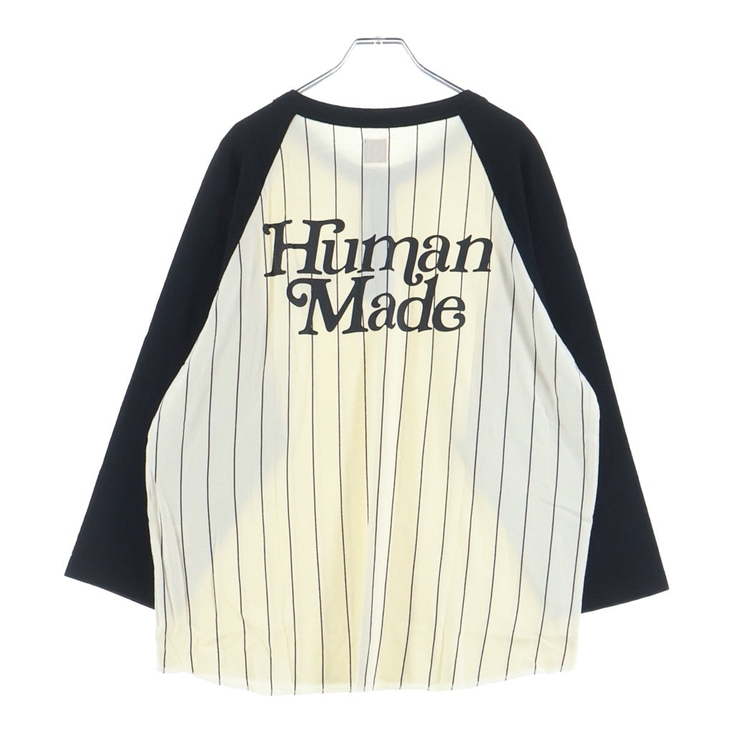 HUMAN MADE(ヒューマンメイド) Girls Don't Cry xガールズ ドント クライ GDC ベースボール 3/4 Tシャツ ホワイト/ブラック