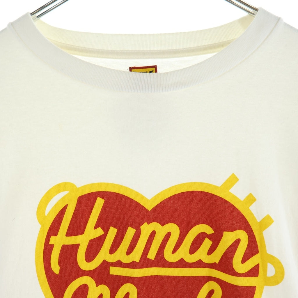 HUMAN MADE(ヒューマンメイド) フロント ハートロゴグラフィック プリント クルーネック 長袖 ロングスリーブTシャツ カットソー ホワイト