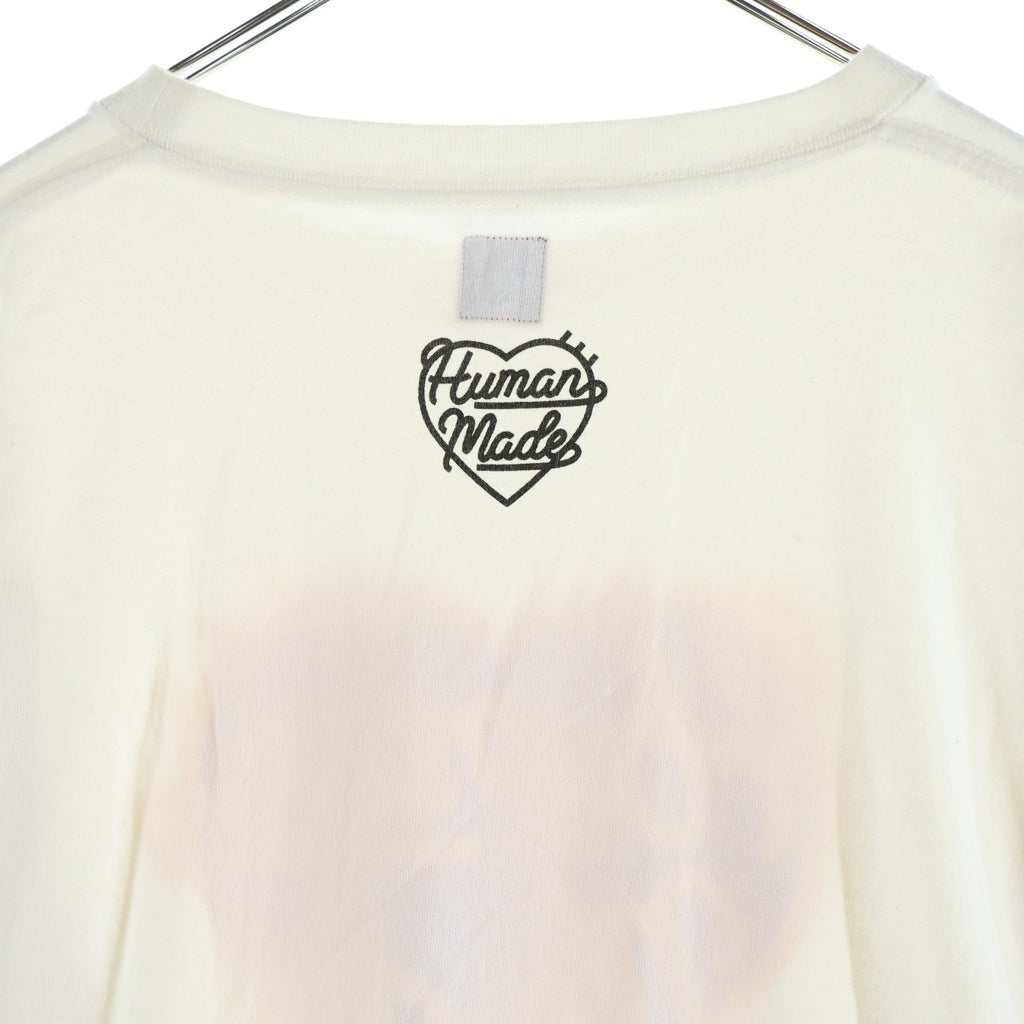 HUMAN MADE(ヒューマンメイド) フロント ハートロゴグラフィック プリント クルーネック 長袖 ロングスリーブTシャツ カットソー ホワイト
