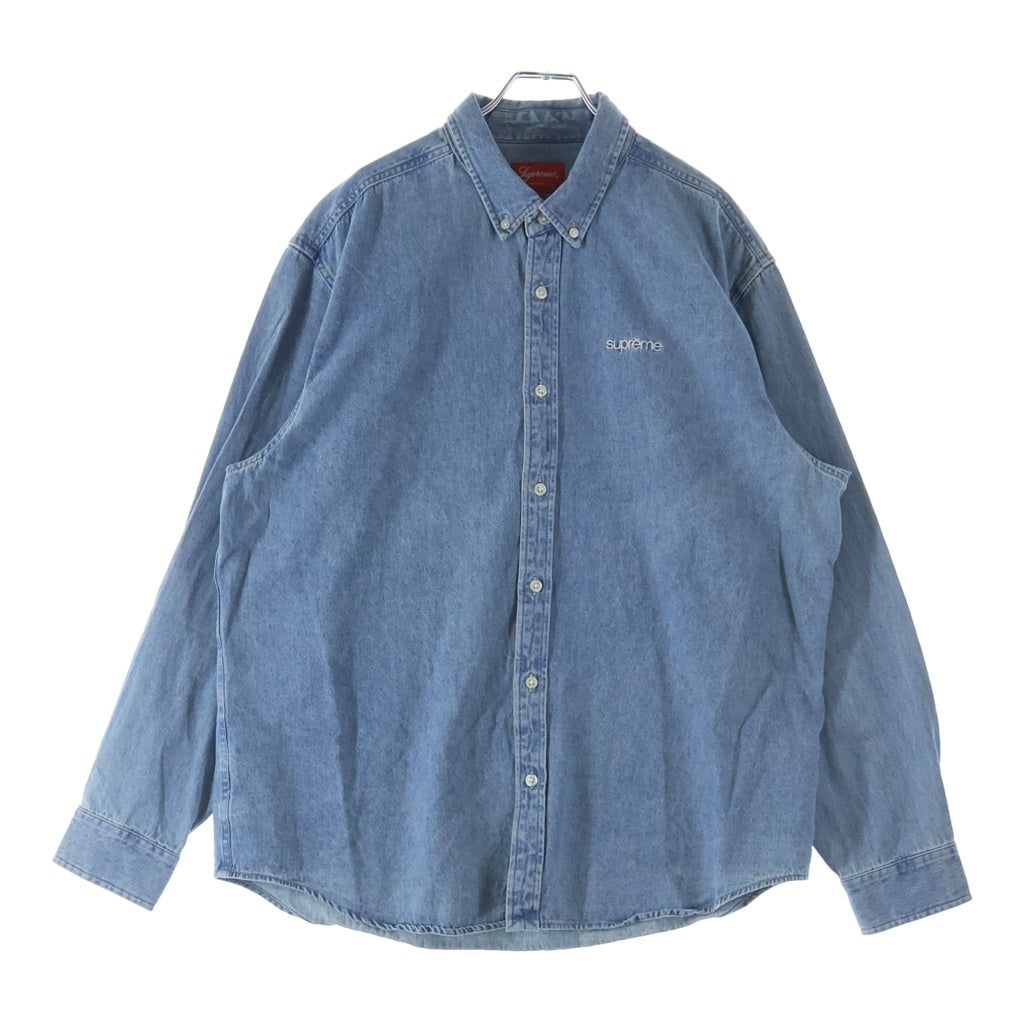 SUPREME(シュプリーム) 20AW Classic Logo Denim Shirt クラシックロゴ刺繍 長袖ボタンダウンシャツ インディゴ