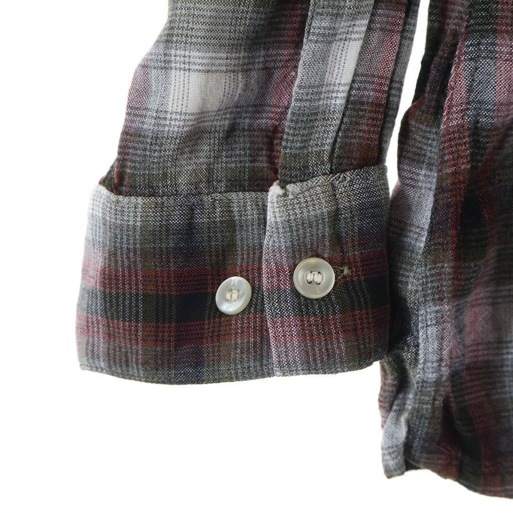 VINTAGE(ヴィンテージ) 50S-60S VINTAGE ARROW アロー レーヨン オンブレチェック 長袖シャツ レッド/グレー