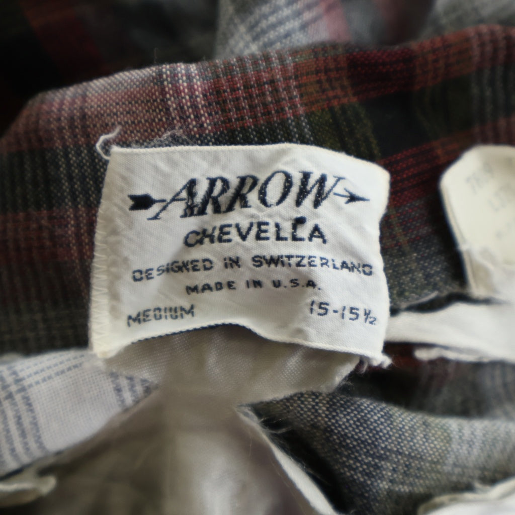 VINTAGE(ヴィンテージ) 50S-60S VINTAGE ARROW アロー レーヨン オンブレチェック 長袖シャツ レッド/グレー