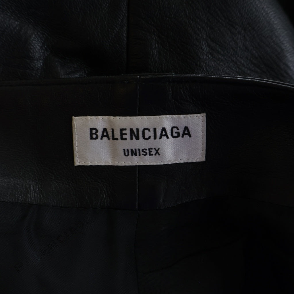 BALENCIAGA(バレンシアガ) Lambskin leather straight leg pants ラムレザー ストレート レッグパンツ ブラック 662538 TKS33