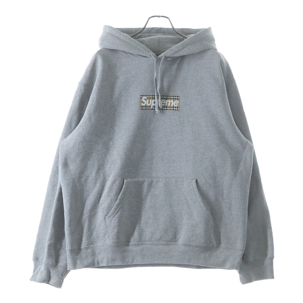 SUPREME(シュプリーム) 22SS×Burberry Box Logo Hooded Sweatshirt バーバリー ボックスロゴフーデッドスウェットプルオーバーパーカー グレー