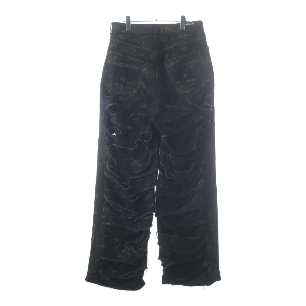 BALENCIAGA(バレンシアガ) 23SS SUPER DESTROYED BAGGY スーパーデトロイトダメージ加工バギーデニムパンツ ブラック 745248 TBP47