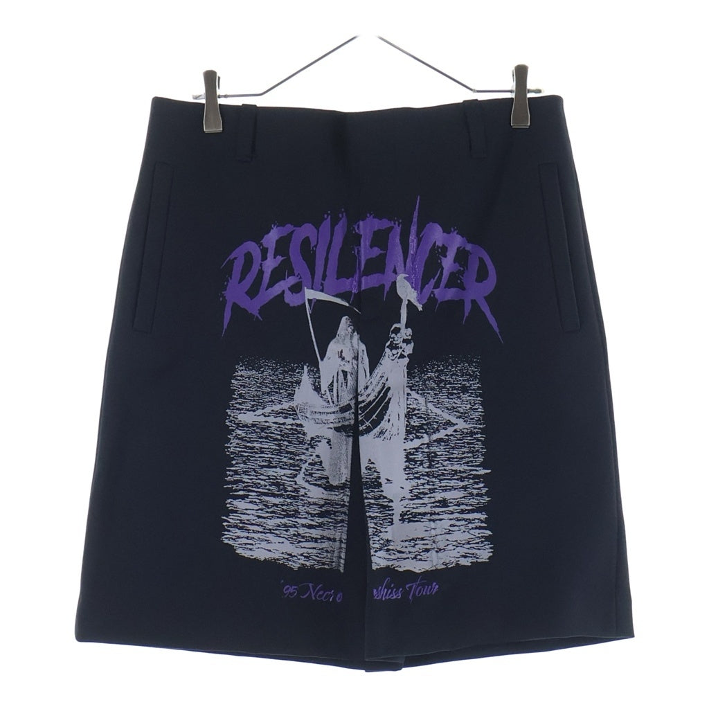 RAF SIMONS(ラフシモンズ) 22SS Skirt with single pleat Resilencer リサイレンサー プリント プリーツスカート ブラック 221-M412B レディース