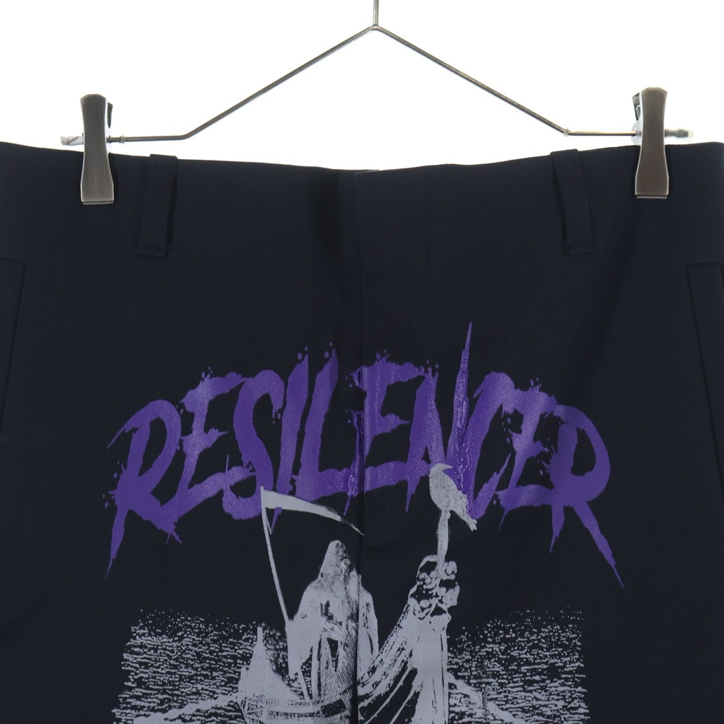 RAF SIMONS(ラフシモンズ) 22SS Skirt with single pleat Resilencer リサイレンサー プリント プリーツスカート ブラック 221-M412B レディース