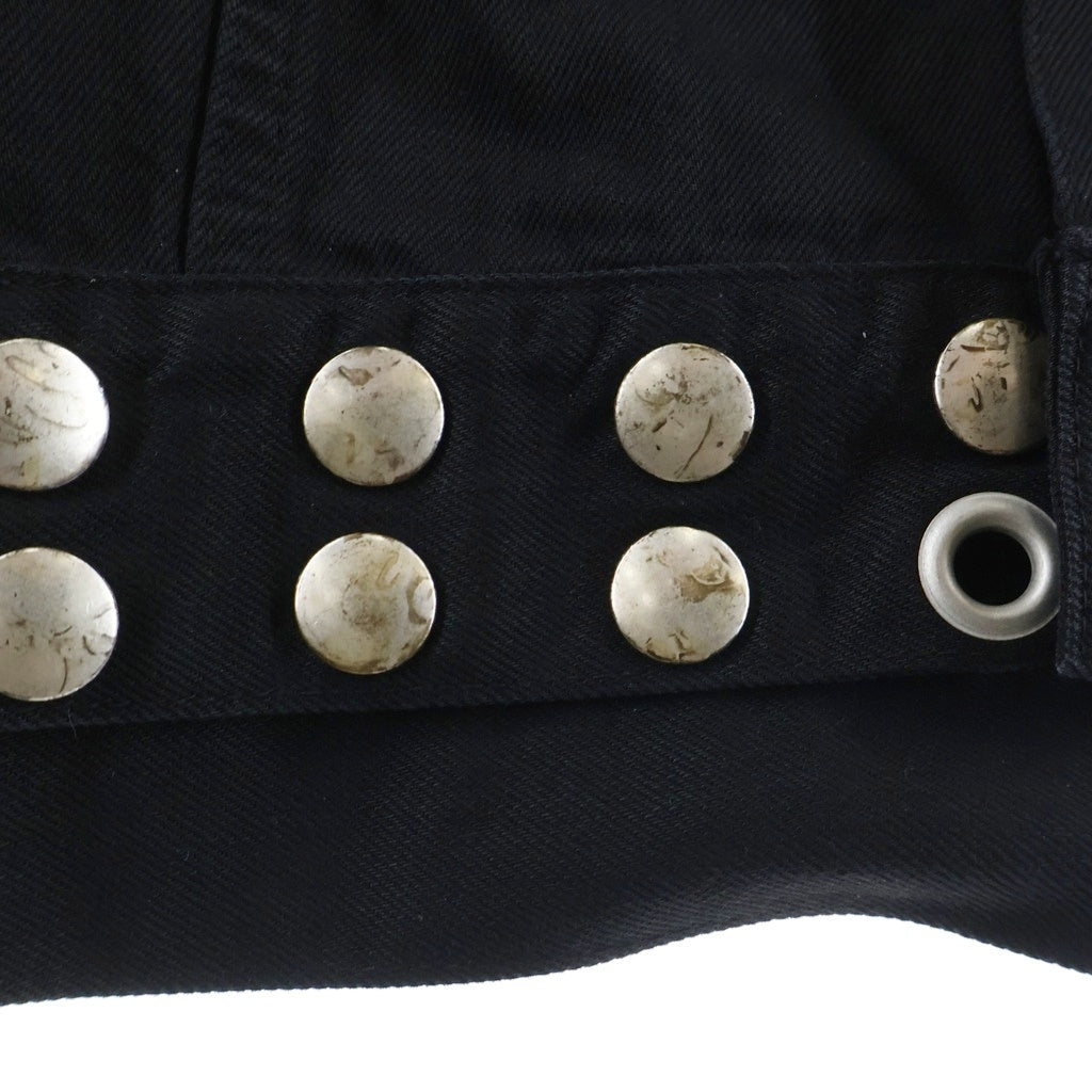 RAF SIMONS(ラフシモンズ) Big fit jacket with leather fringes and studs レザーフリンジ&スタッズ デニムジャケット ブラック 231-725