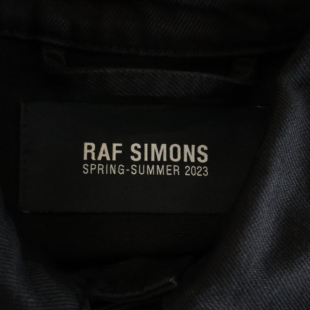 RAF SIMONS(ラフシモンズ) Big fit jacket with leather fringes and studs レザーフリンジ&スタッズ デニムジャケット ブラック 231-725
