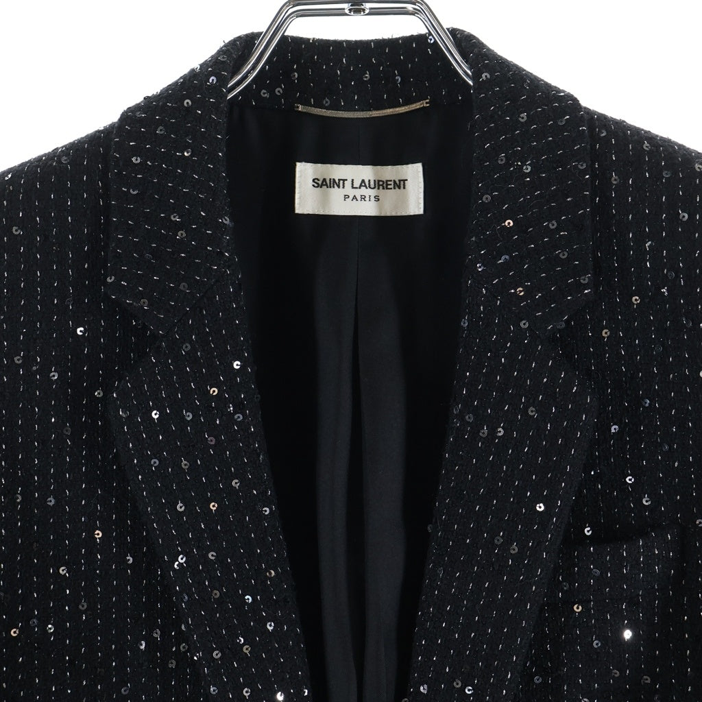 SAINT LAURENT PARIS(サンローランパリ) 20SS スパンコール 1B ウール テーラードジャケット ブラック 600331 Y1A03