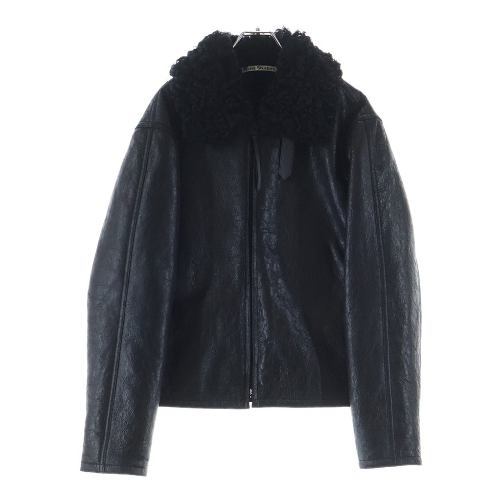 Acne Studios(アクネ ストゥディオズ) Leather Shearling Jacket Black リアルファー ジップ アップ レザー ジャケット ブラック FN-MN-LEAT000269