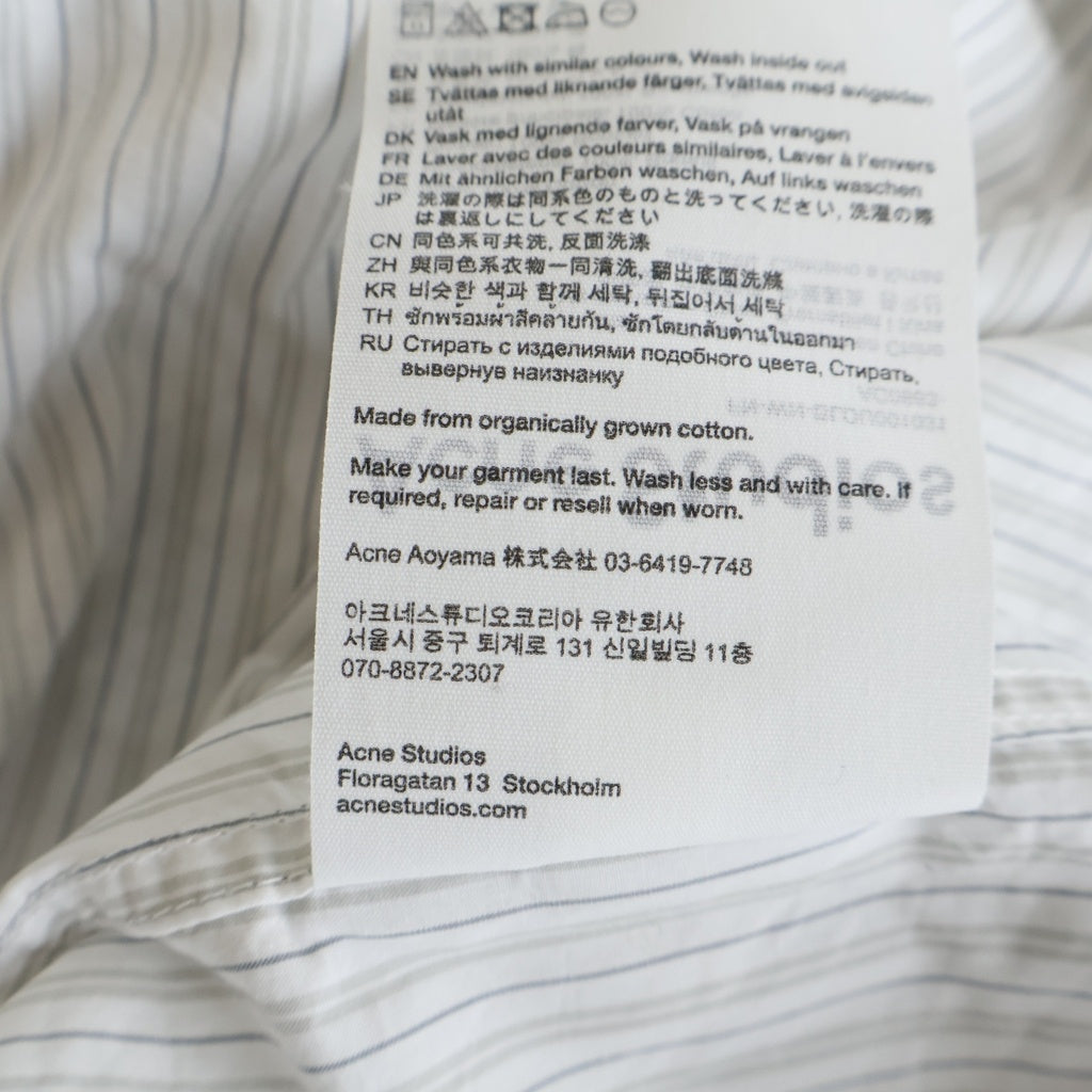 Acne Studios(アクネ ストゥディオズ) 24SS Striped Butto Up Shirt ストライプボタンアップ長袖シャツ ホワイト レディース AC0663