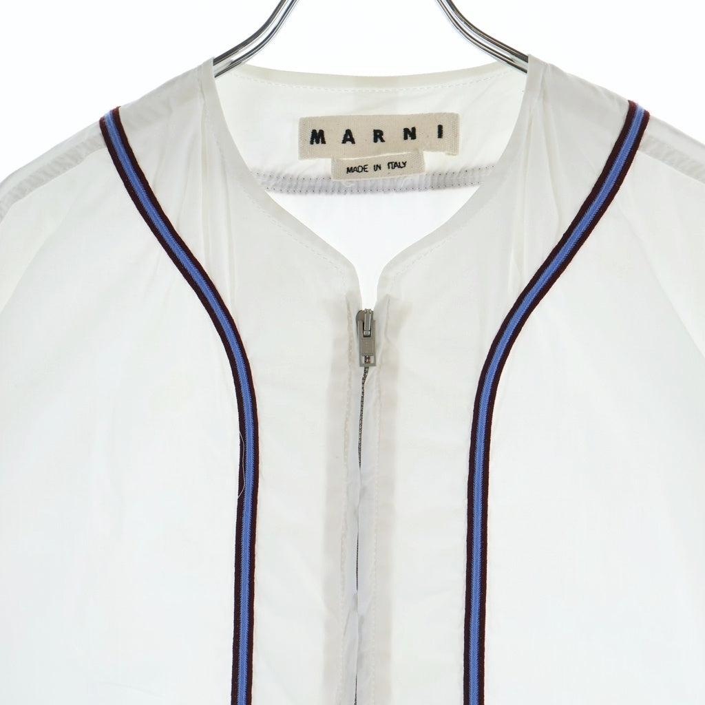 MARNI(マルニ) 19SS コットン ジップアップ ベースボール 半袖シャツ ホワイト CUMU0045X0