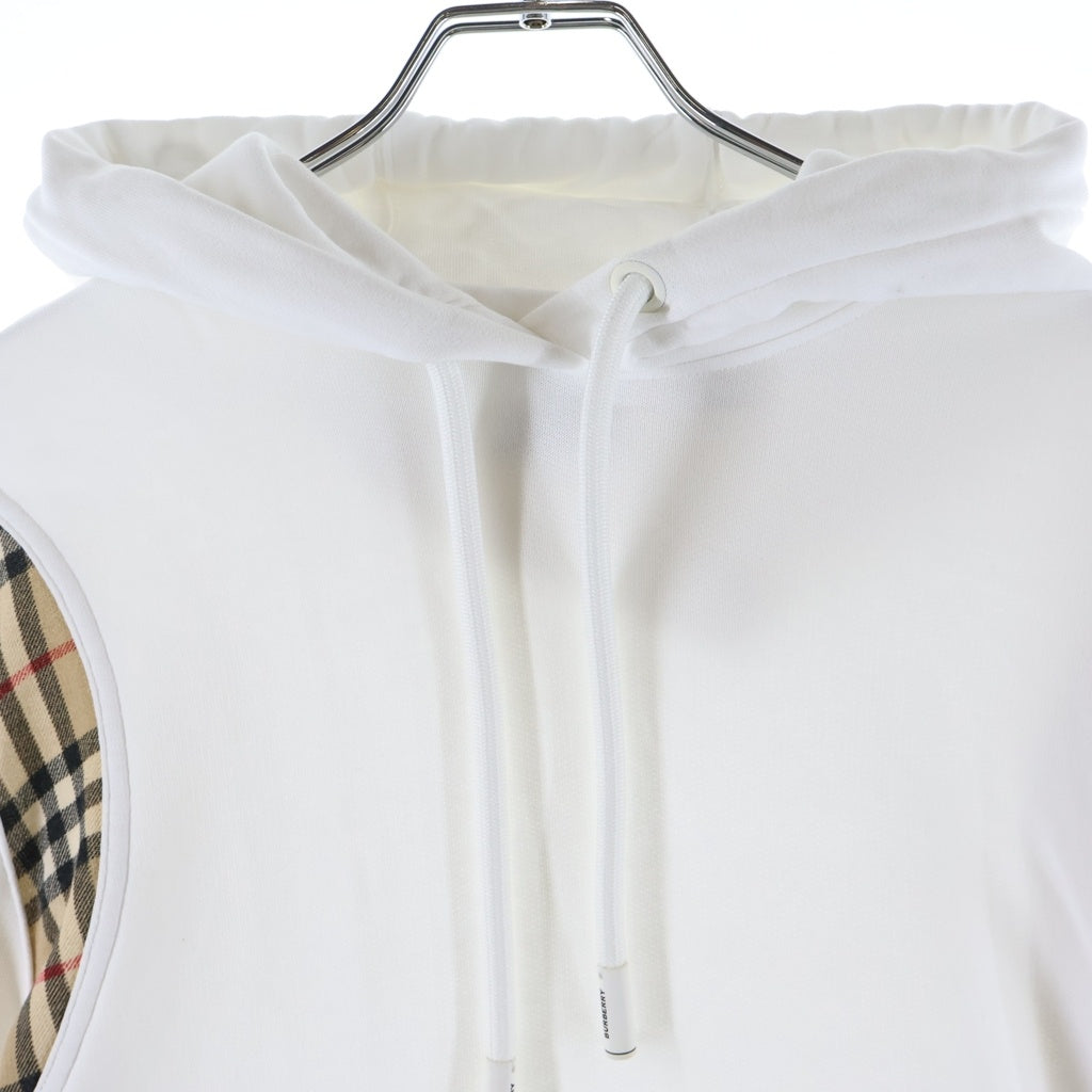 BURBERRY(バーバリー) ヴィンテージチェックパネル スウェット プルオーバーパーカー ホワイト/ブラウン レディース 8032129