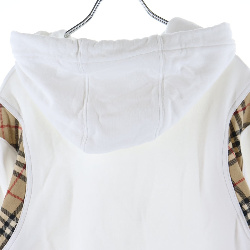 BURBERRY(バーバリー) ヴィンテージチェックパネル スウェット プルオーバーパーカー ホワイト/ブラウン レディース 8032129
