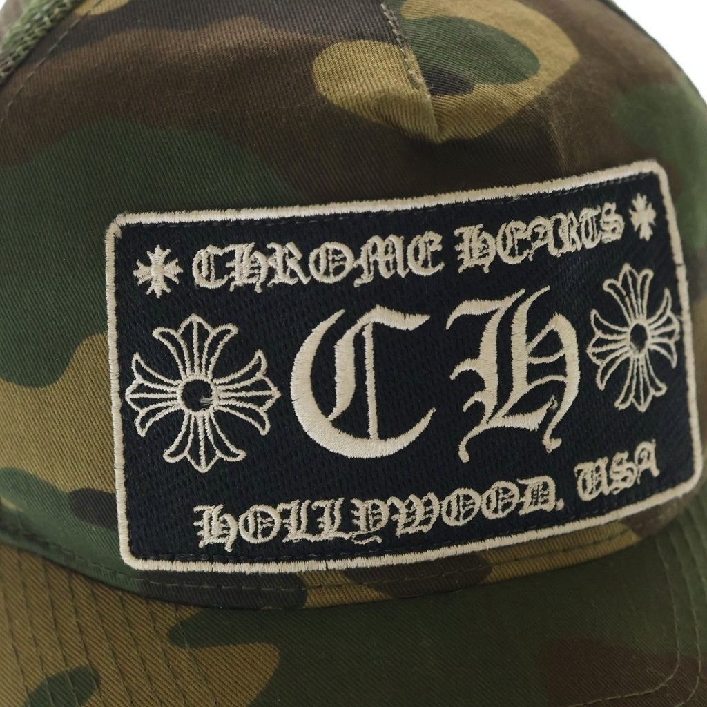 CHROME HEARTS(クロムハーツ) OLD TRUCKER CAP オールドトラッカーキャップ CHパッチクロスボール付カモフラメッシュ帽子 カーキ レディース