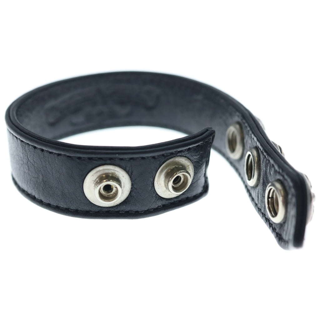 CHROME HEARTS(クロムハーツ) 3BTN 2SNP スターボール 3ボタン2スナップ レザーブレスレット ブラック/シルバー