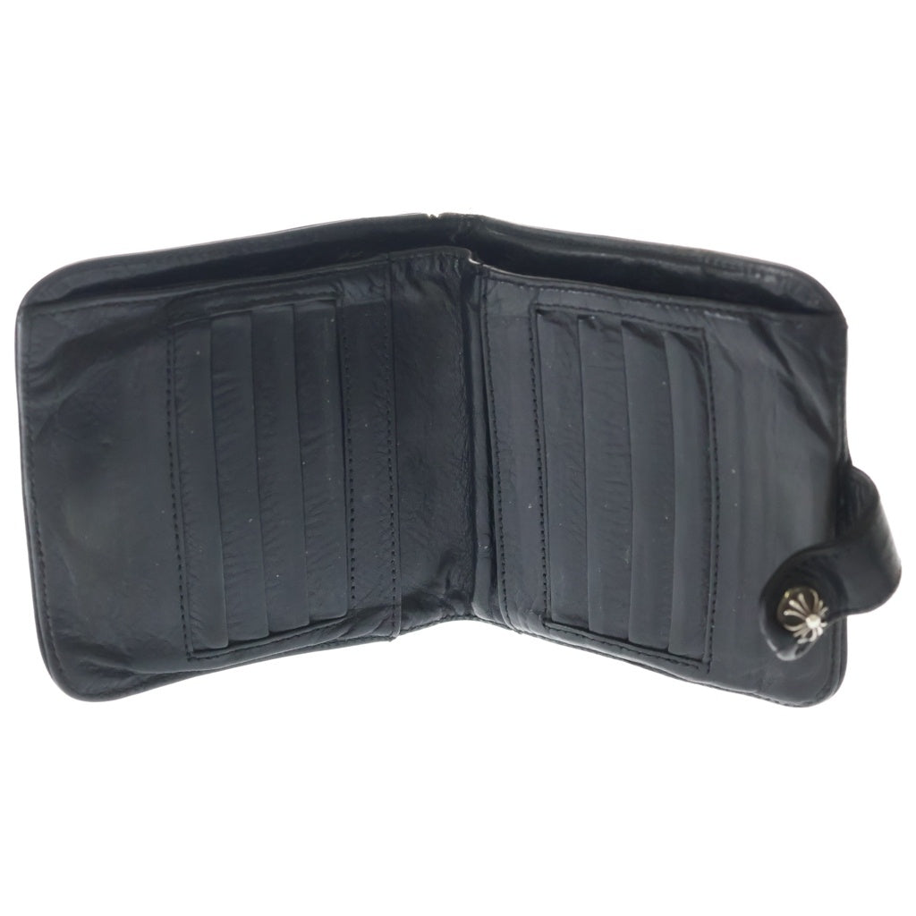 CHROME HEARTS(クロムハーツ) SQ BTN BILL スクエアボタンビル フラップボタン ウォレット 二つ折り財布 ブラック