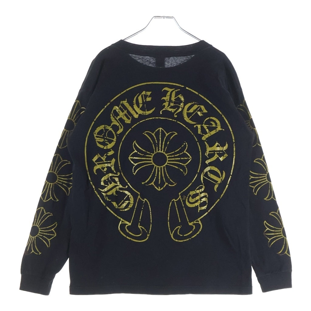 CHROME HEARTS(クロムハーツ) OLD CHプラスプリント ホースシュー クルーネック長袖Tシャツカットソー ブラック