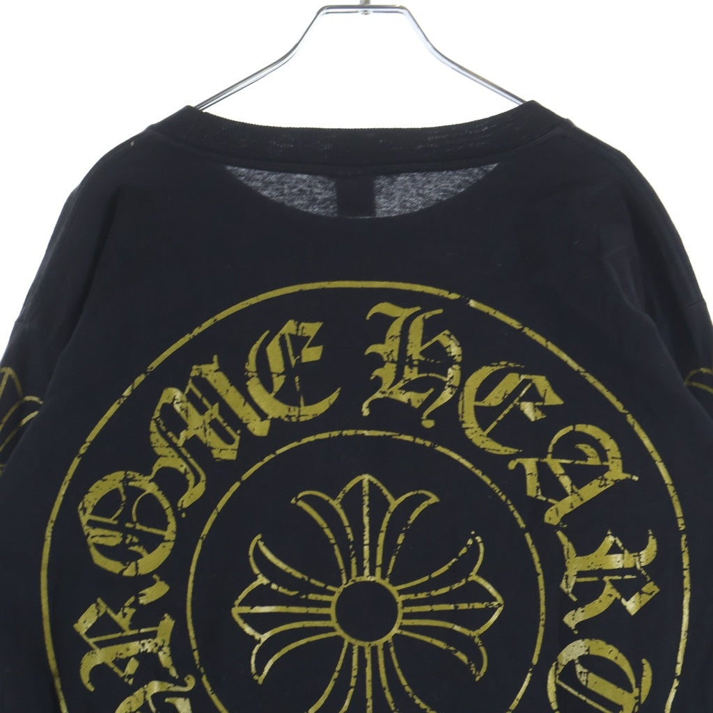 CHROME HEARTS(クロムハーツ) OLD CHプラスプリント ホースシュー クルーネック長袖Tシャツカットソー ブラック