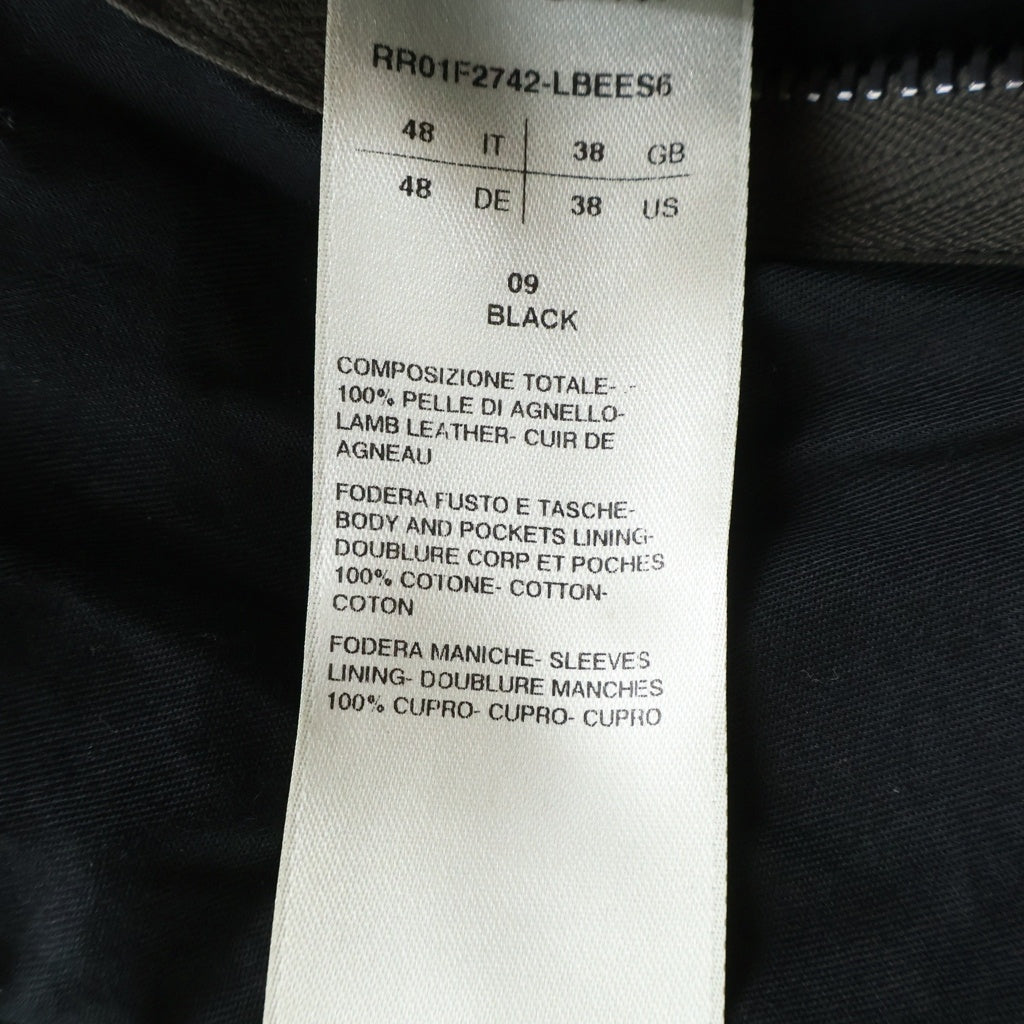 Rick Owens(リックオウエンス) 26SS Studded Diagonal Zip Leather Jacket スタッデッド ダイアゴナル ジップ レザー ジャケット ブラック RR01F2742 LBEES6 RR01F2742 LBEES6