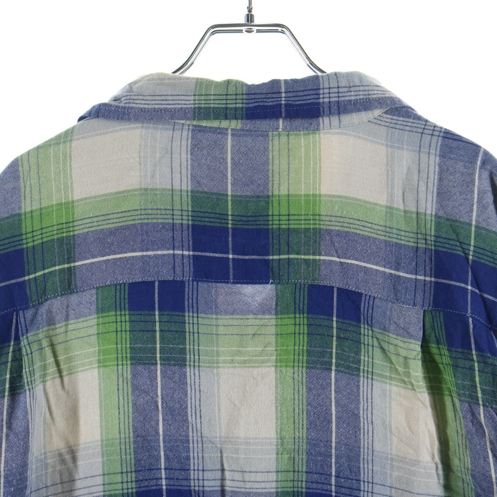 STUSSY(ステューシー) RAYON PLAID LS SHIRT レーヨン チェック オープンカラー 長袖 シャツ グリーン ‐