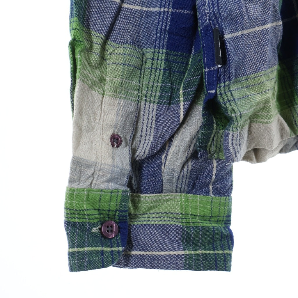 STUSSY(ステューシー) RAYON PLAID LS SHIRT レーヨン チェック オープンカラー 長袖 シャツ グリーン ‐