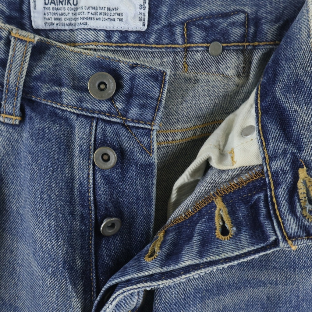 DAIRIKU(ダイリク) 21SS Leather Patch Work Slim Denim Pants レザーパッチワーク スリムデニムパンツ インディゴ 21SSB-6 21SSB-6