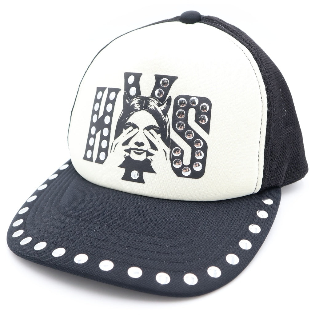 HYSTERIC GLAMOUR(ヒステリックグラマー) SEE NO EVIL スィーノーイーヴル スタッズ付き メッシュキャップ ブラック/ホワイト 01241QH02 01241QH02