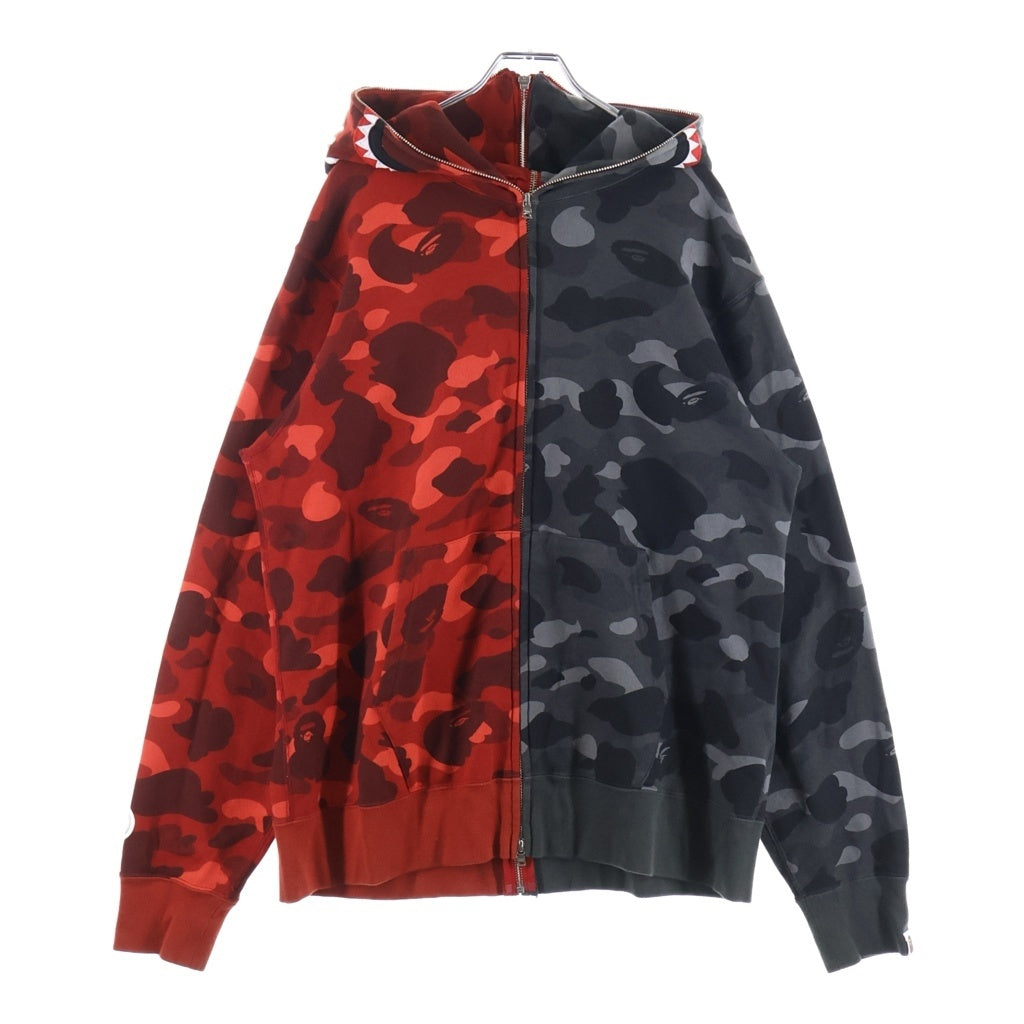 A BATHING APE(アベイシングエイプ) Camo Shark Full Zip Hoodie カモ シャーク フルジップ フーディ パーカー ブラック/レッド 001ZPK801001M 001ZPK801001M