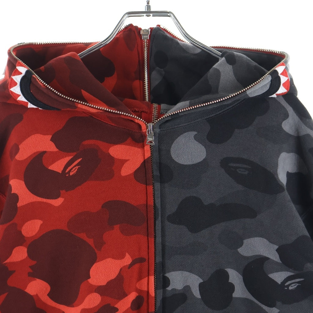 A BATHING APE(アベイシングエイプ) Camo Shark Full Zip Hoodie カモ シャーク フルジップ フーディ パーカー ブラック/レッド 001ZPK801001M 001ZPK801001M
