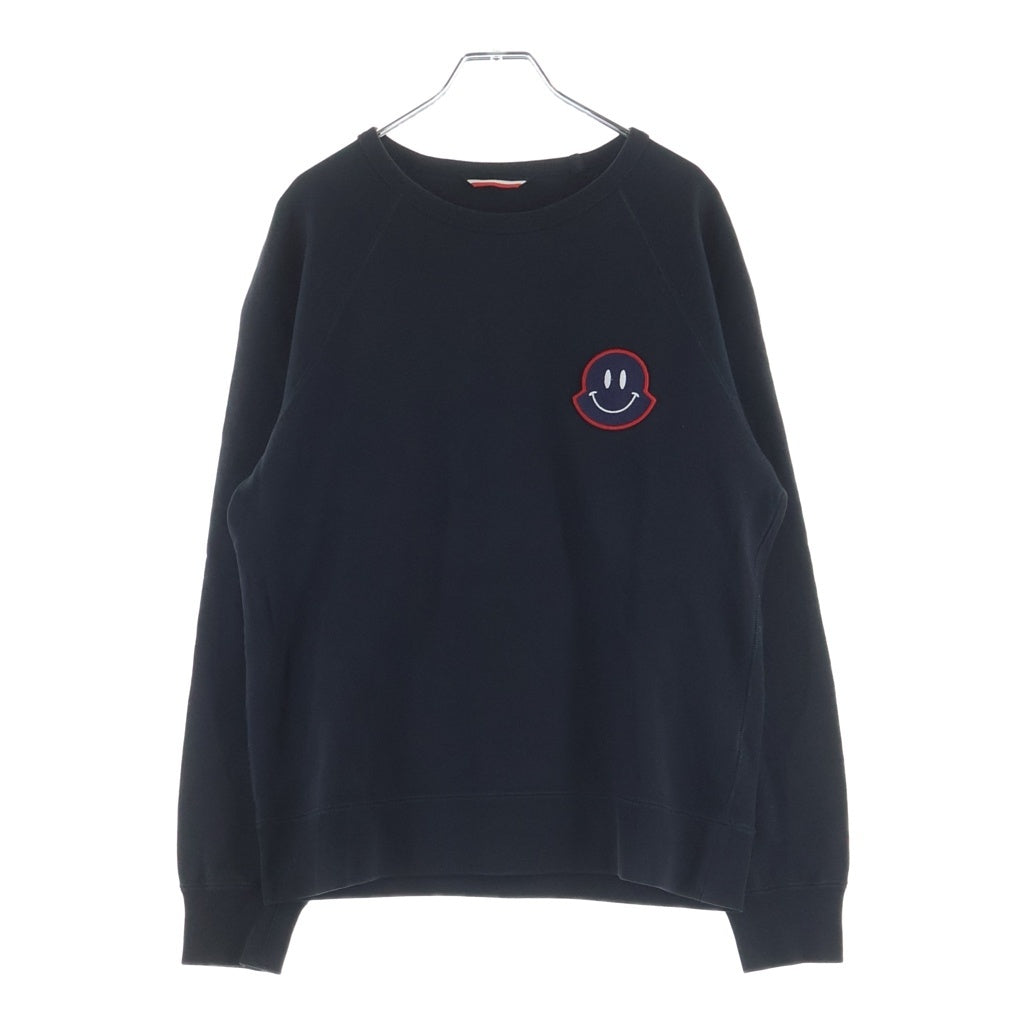 MONCLER(モンクレール) 17AW MAGLIA GIROCOLLO スマイル ワッペンロゴ スウェット トレーナー ブラック C20918037400 80984 C20918037400 80984
