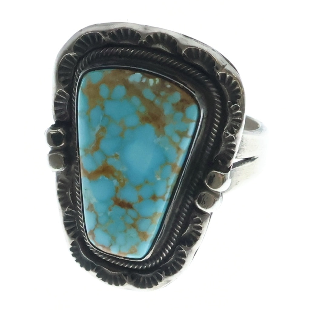 INDIAN JEWELRY(インディアンジュエリー) NAVAJO Fred Maloney ナバホ族 フレディマロニー ナンバーエイトターコイズ リング シルバー/ブルー