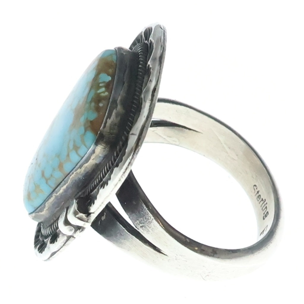 INDIAN JEWELRY(インディアンジュエリー) NAVAJO Fred Maloney ナバホ族 フレディマロニー ナンバーエイトターコイズ リング シルバー/ブルー