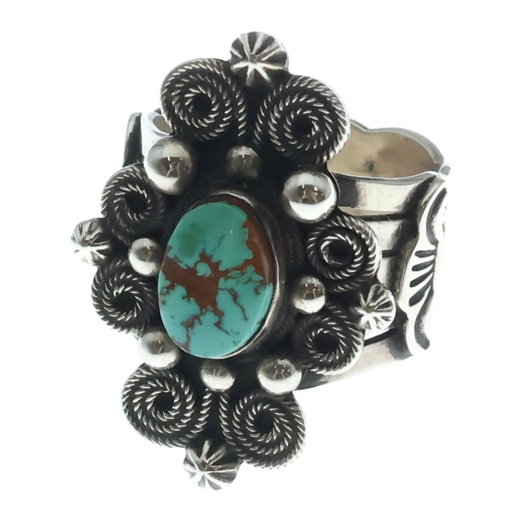 INDIAN JEWELRY(インディアンジュエリー) NAVAJO Darrell Cadman ナバホ族 ダレルキャドマン ロイストンターコイズ リング シルバー/ブルー