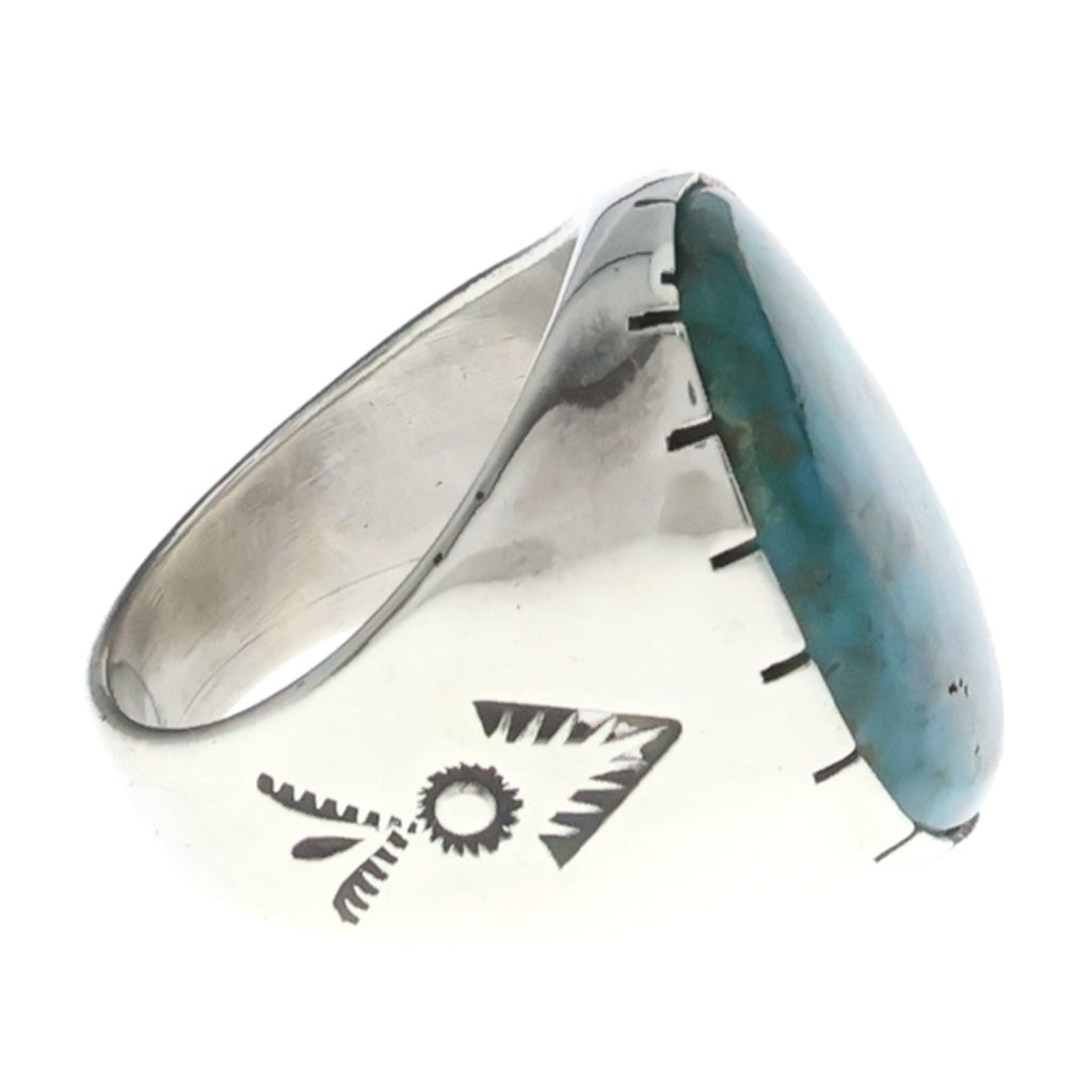 INDIAN JEWELRY(インディアンジュエリー) NAVAJO Ernest Thomas Bilagody Sr. ナバホ族 アーネストトーマスビラゴディシニア キングマンターコイズ リング シルバー/ブルー