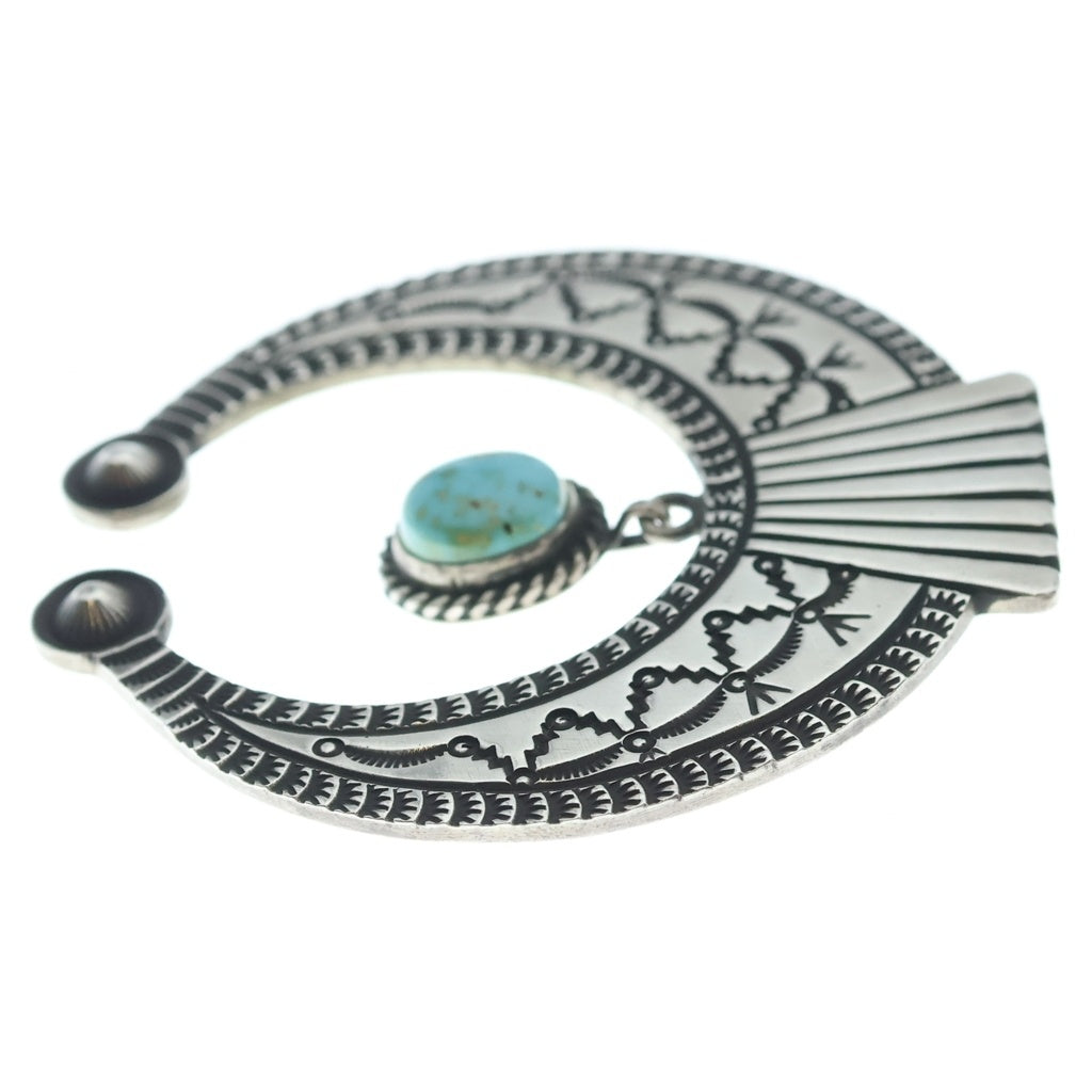 INDIAN JEWELRY(インディアンジュエリー) NAVAJO Herman Smith ナバホ族 ハーマンスミス スタンプワークビッグナジャペンダントトップ シルバー/ブルー