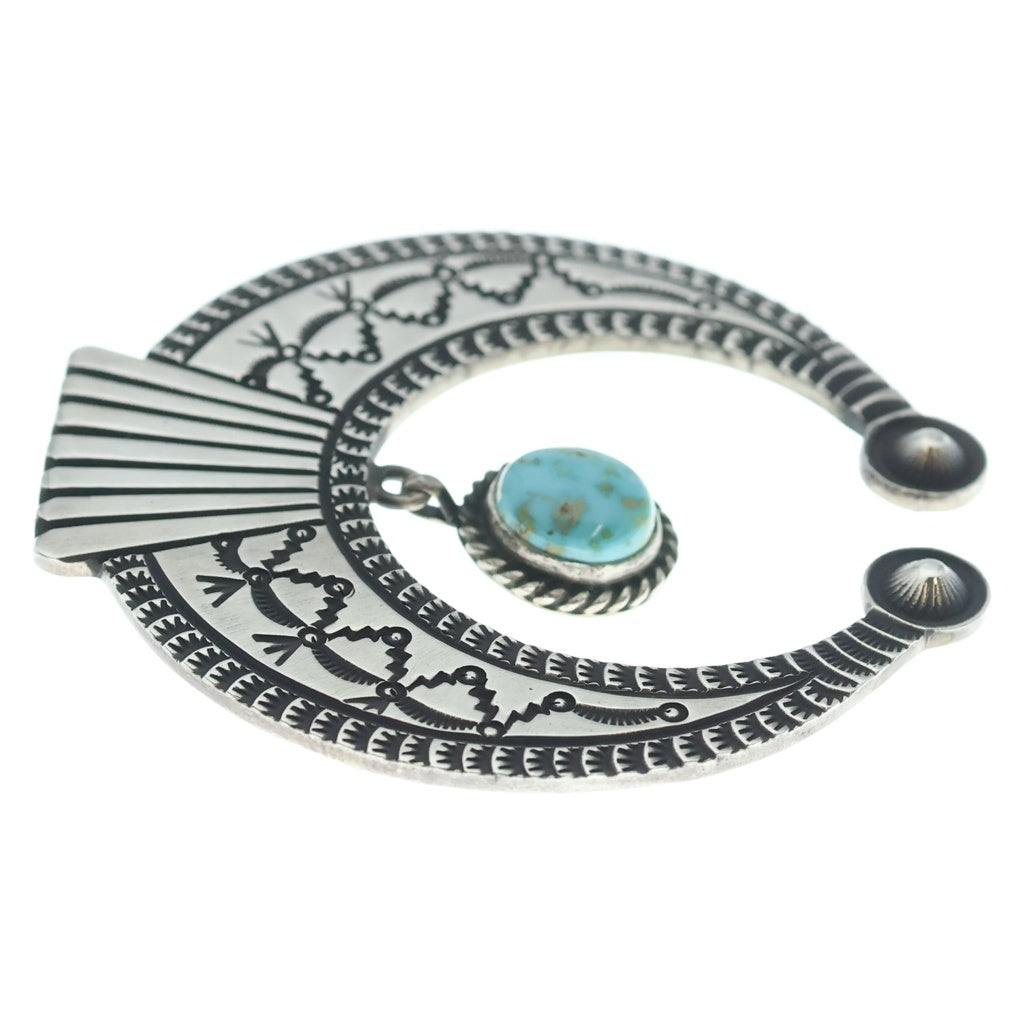 INDIAN JEWELRY(インディアンジュエリー) NAVAJO Herman Smith ナバホ族 ハーマンスミス スタンプワークビッグナジャペンダントトップ シルバー/ブルー