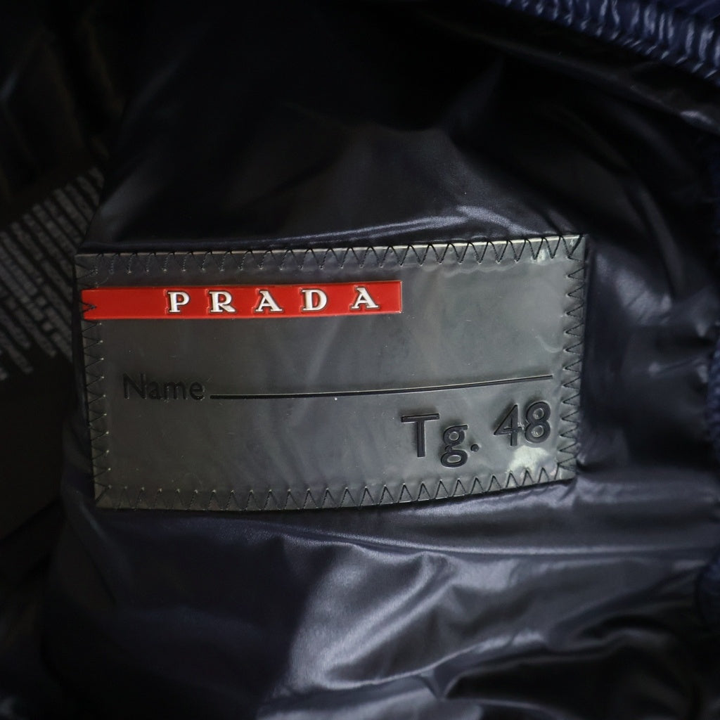 PRADA(プラダ) 14AW トライアングルロゴ 三角ロゴプレート ジップアップ ダウンジャケット ネイビー SGB608 R142