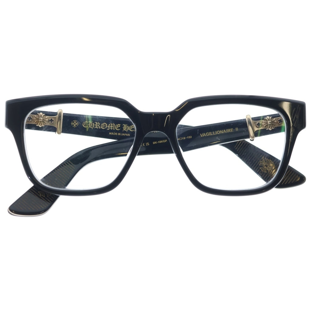 CHROME HEARTS(クロムハーツ) VAGILLIONAIRE 2 ダガーテンプル ウェリントンアイウェア 眼鏡 ブラック/ゴールド