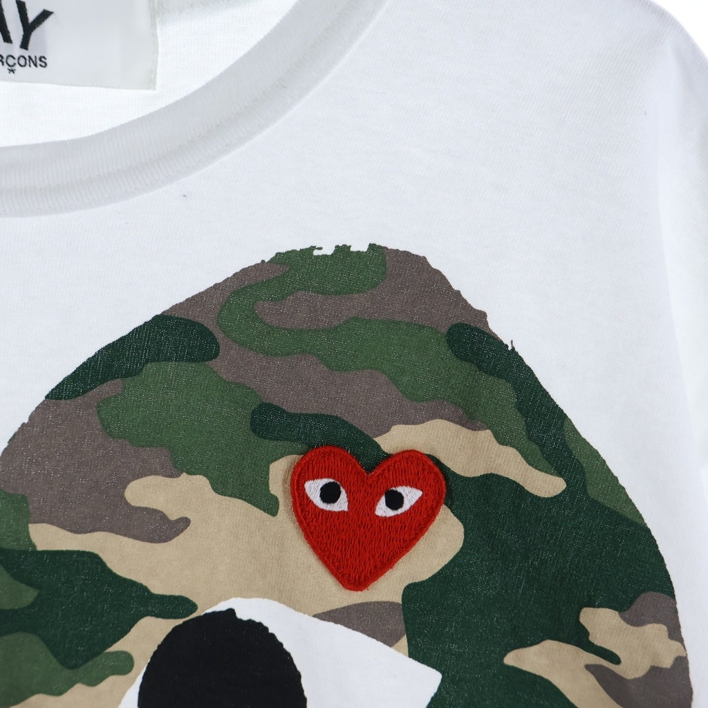 PLAY COMME des GARCONS(プレイコムデギャルソン) Printed Camo Heart T-Shirt With Layered Red Emblem カモ柄ハート プリンテッド 半袖Tシャツ カットソー ホワイト AX-T242